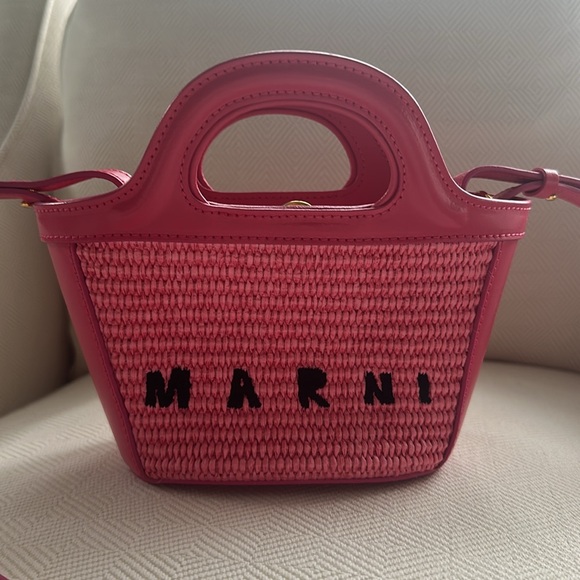 Marni Tropicalia Micro Leather-trimmed Rafia Tote - Picture 4 of 6